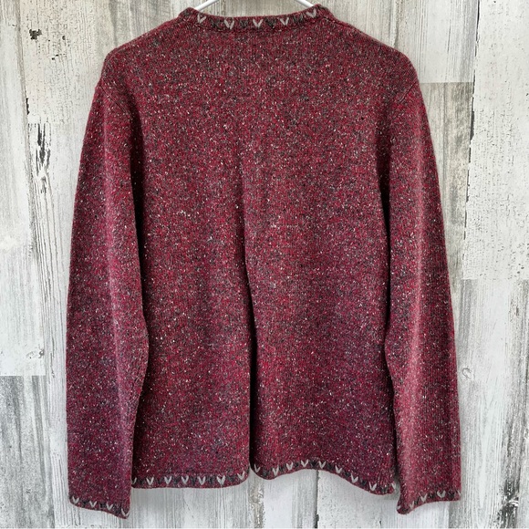 WOOLRICH Ruby Red Grey Button Up Cardigan Sweater L - Picture 9 of 9